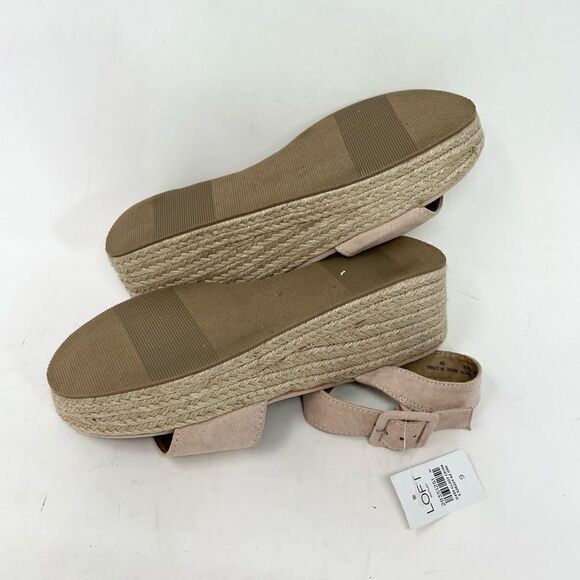 Loft Platform Sandals Women's 9 Beige Espadrille Ankle Buckle Straps New - Picture 7 of 8